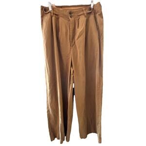 Madewell Harlow Wide Leg Pants Sz 12 Toffee Lycocel Cotton Linen Lagenlook